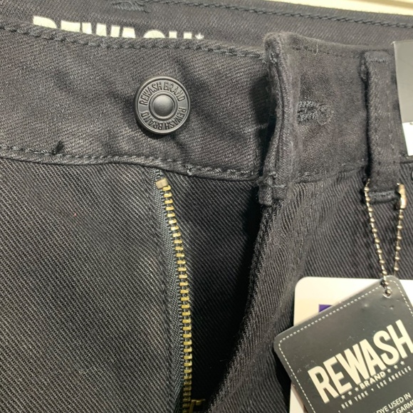 REWASH Mini Skirt Size 5/27 Black Distressed Denim Raw Hem “Vintage Reunion” NWT - Picture 5 of 11